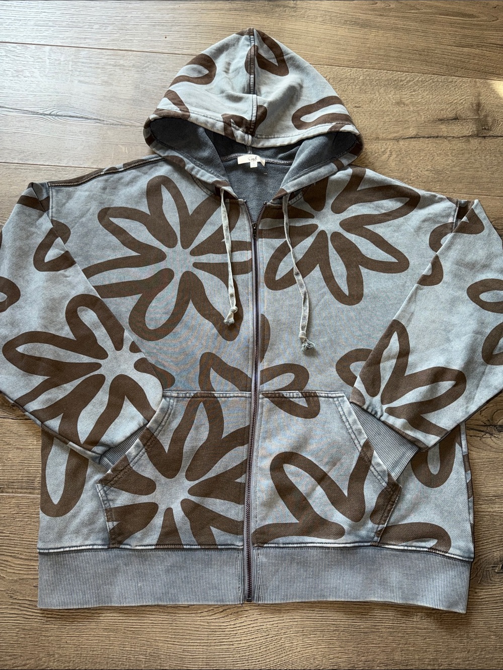 Women's Easel Sage Zip-Up Hoodie with Brown Floral Print